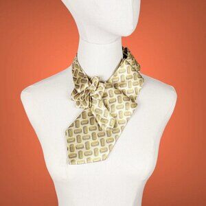 Women's Lemon Yellow Modern Ascot Scarf With A Geometric Print.